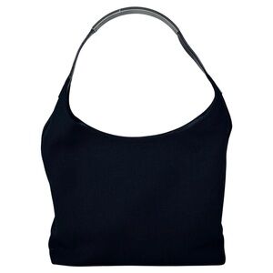 Gucci Black Canvas Metal Handle Shoulder Bag Purse AUTHENTIC